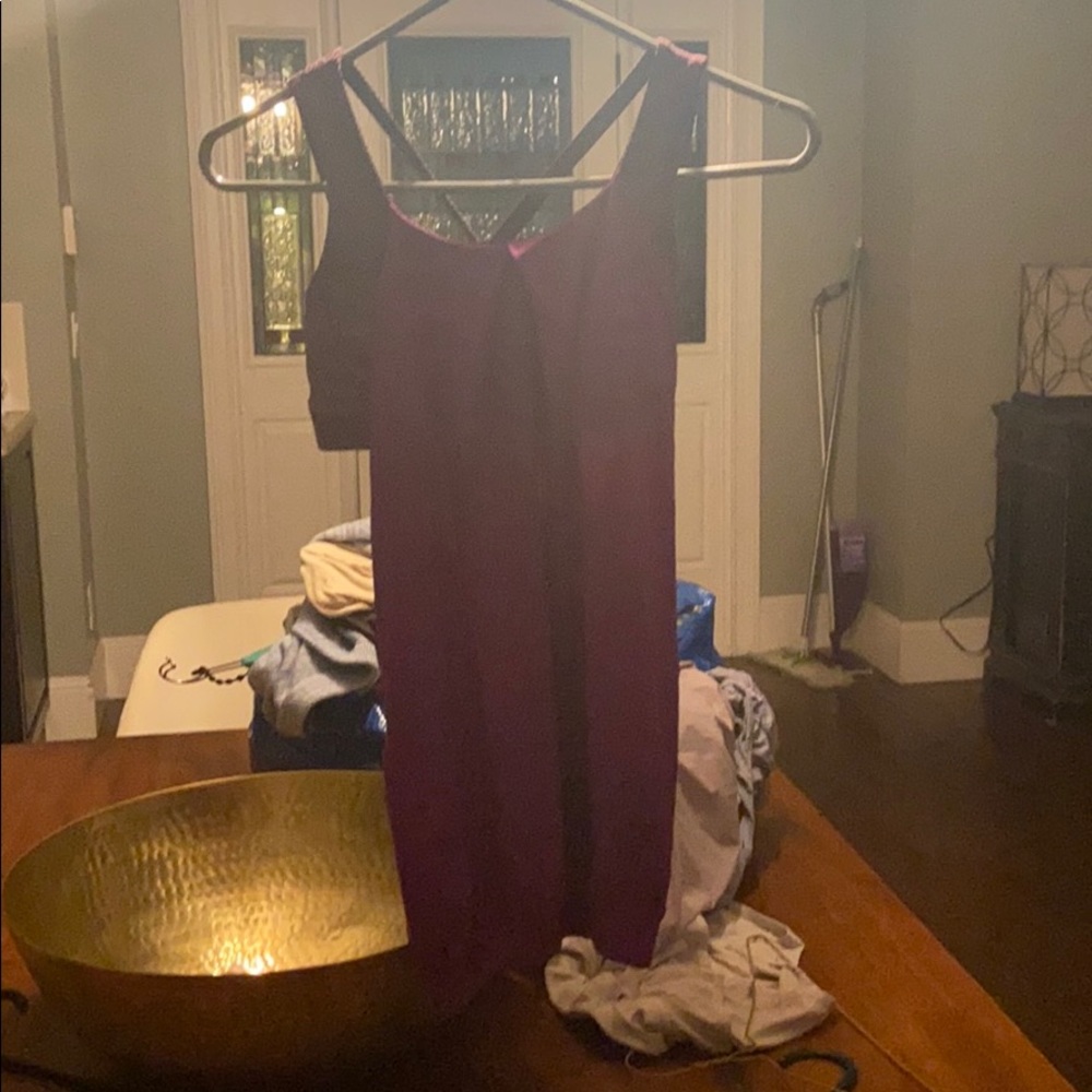 purple tank top with built in sports bra